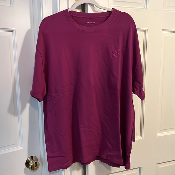NWT Saturdays Relaxed Tee Deep Orchird - Picture 3 of 5